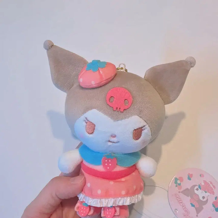 [BUNJANG] Sanrio Kuromi Strawberry Cheek Mascot Keyring Plush / 일본정품)산리오 쿠로미 딸기 치크 마스코트 키링 인형