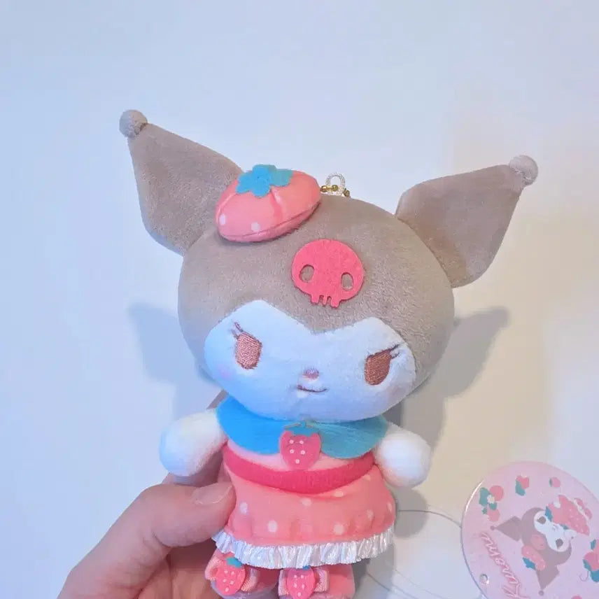 [BUNJANG] Sanrio Kuromi Strawberry Cheek Mascot Keyring Plush / 일본정품)산리오 쿠로미 딸기 치크 마스코트 키링 인형