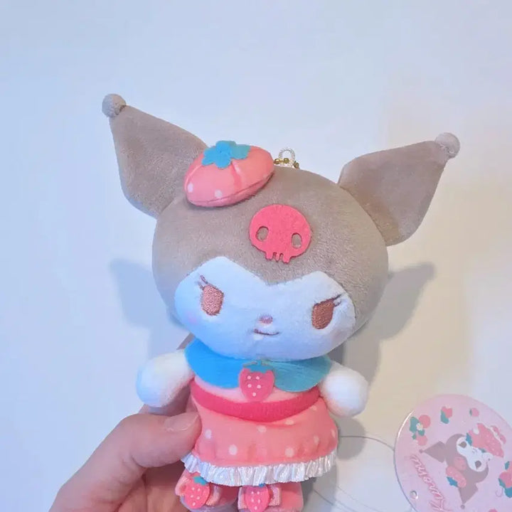 [BUNJANG] Sanrio Kuromi Strawberry Cheek Mascot Keyring Plush / 일본정품)산리오 쿠로미 딸기 치크 마스코트 키링 인형