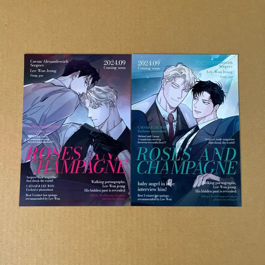 [BUNJANG] Jaimi Shop Rose &amp; Champagne Illustration Card Poster Set / 재이미샵 장미와 샴페인 장샴 화보 일러스트 카드 포스터 2종