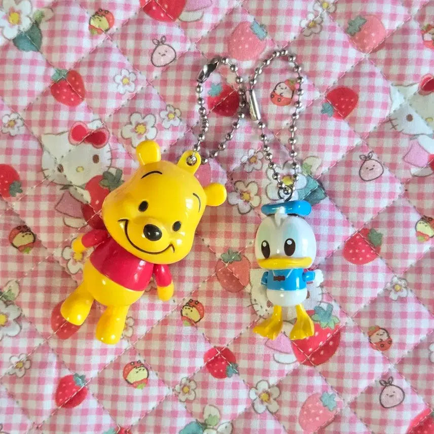 [BUNJANG] Rare Classic Set: Winnie the Pooh &amp; Donald Duck Dangling Keychain Set / (희귀) (고전상품) 처분가 곰돌이 푸 도널드덕 달랑이 키링 세트