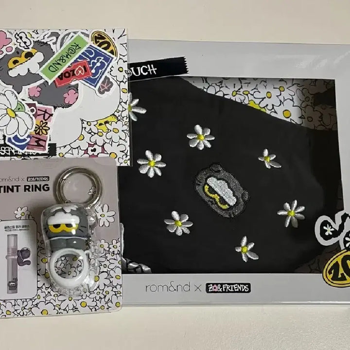 [BUNJANG] Rom&amp;nd Joah Friends G-Dragon Collaboration Scarf Pouch, Sticker, Tint Cap Bundle Set / 롬앤 조앤프렌즈 지디 지드래곤 콜라보 스카프 파우치, 스티커,틴트캡 일괄