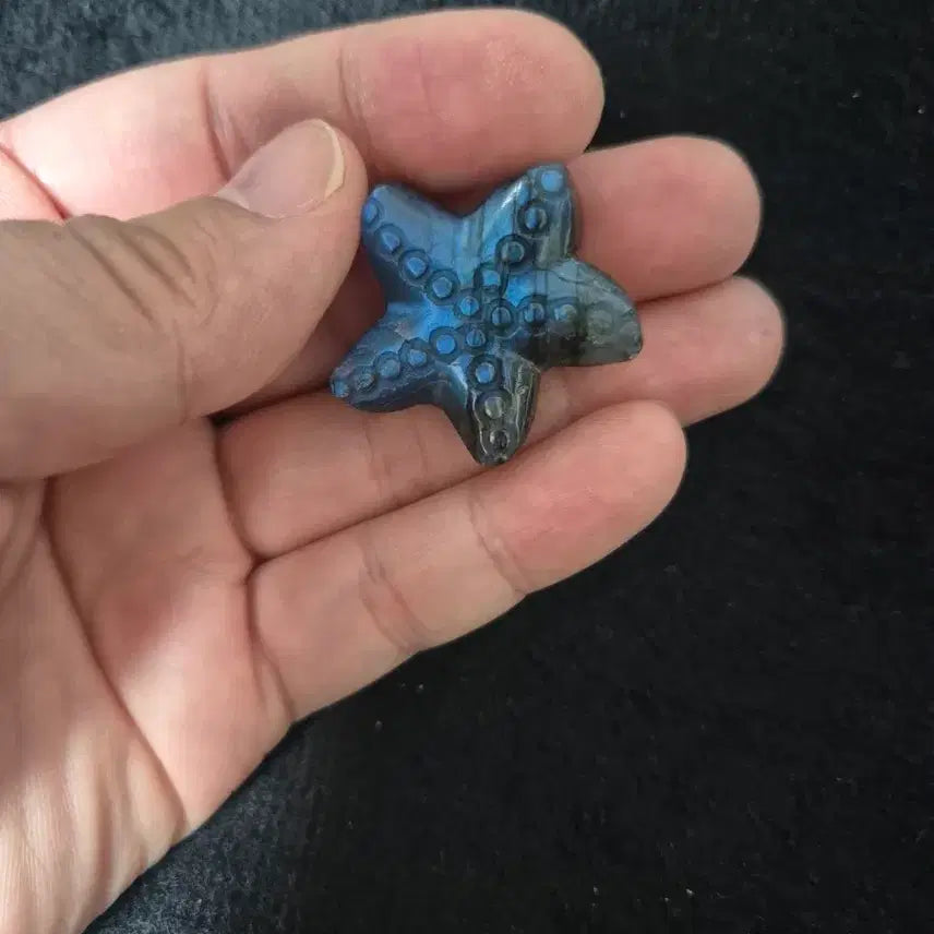 [BUNJANG] Labradorite Starfish Carving Gemstone (Top Optical Grade, Collectible/Craft Use) / 래브라도라이트 불가사리 카빙 원석 (광학 최상, 소장/공예용)