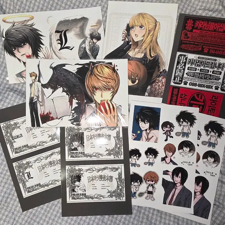 [BUNJANG] Death Note Light, Misa, L Unofficial Photocards, Acrylic Keychain, Postcard, Photo Strip, Stickers, Badge Bundle / 데스노트 라이토 미사 엘 비공굿 포카 아크릴 키링 엽서 프박 스티커 뱃지