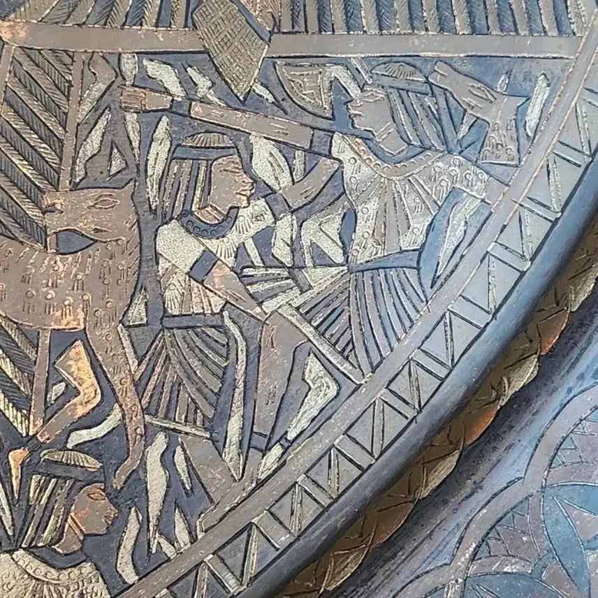 [BUNJANG] Vintage Egyptian Motif Copper Tray / 고풍스러운 이집트 문양이 새겨진 트레이예요지름 68cm무거운 동판