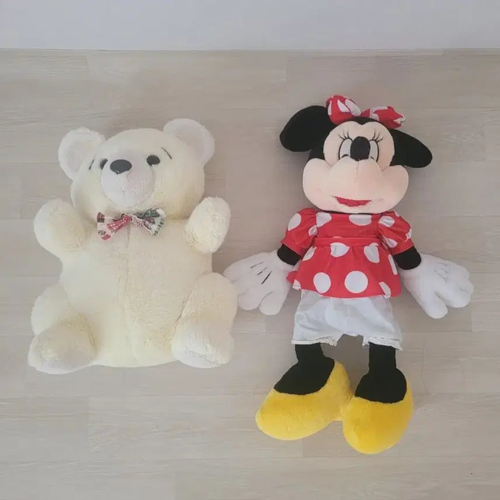 [BUNJANG] Bear Plush &amp; Minnie Mouse Plush Set / 곰돌이 인형 미니마우스 인형 세트