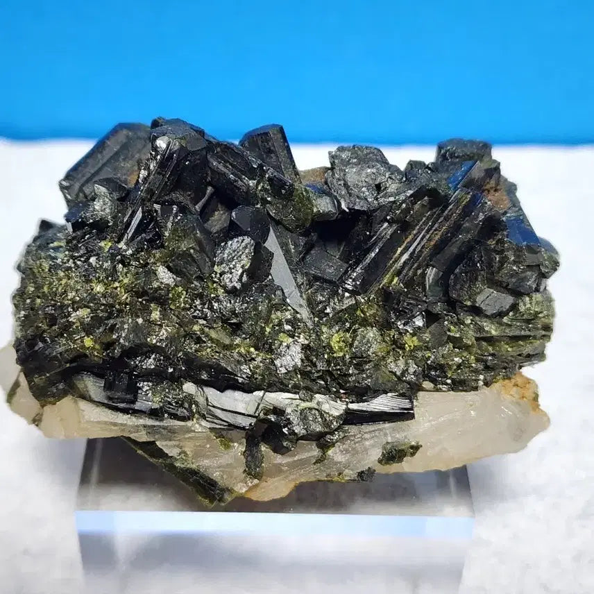 [BUNJANG] Natural Black Crystal Cluster Raw Stone with Stand / 천연 블랙  크리스탈 클러스터 원시 원석+받침대