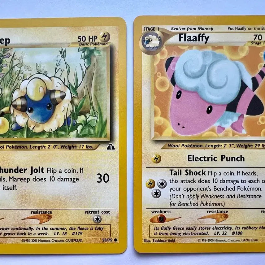 [BUNJANG] Pokemon Mareep Flaaffy Card - Early 2000s English North American Edition / 포켓몬 포켓몬스터 2000년, 2001년 초기 메리프  보송송 북미 영문판 카드