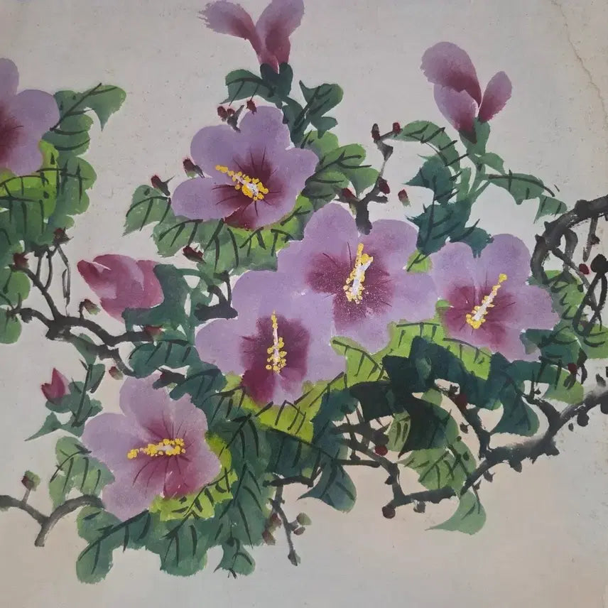 [BUNJANG] Jin Seong-gu "Mugunghwa" Painting / 동양화 소우 진성구 서기국화 무궁화