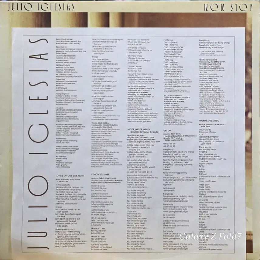 [BUNJANG] Julio Iglesias NON STOP LP / BA-476.  훌리오 이글레시아스 NON STOP 앨범