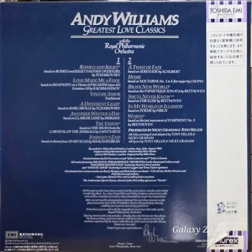 [BUNJANG] Andy Williams Greatest Love Classics LP / BA-564.앤디 윌리엄스 Greatest Love Classics LP