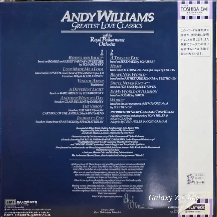 [BUNJANG] Andy Williams Greatest Love Classics LP / BA-564.앤디 윌리엄스 Greatest Love Classics LP