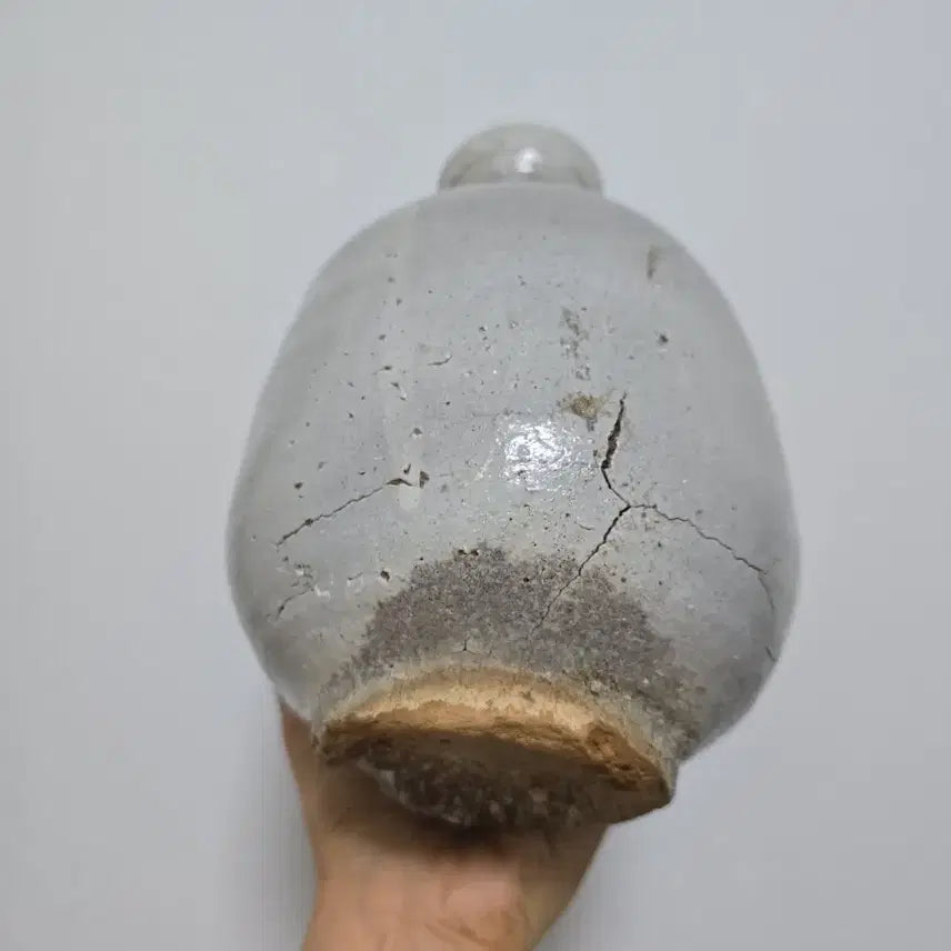 [BUNJANG] Joseon Dynasty Late Period White Porcelain Wide-Mouth Vase / 진품 조선후기 백자 광구병 골동품