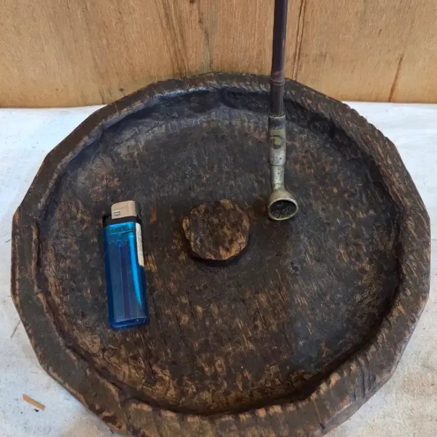 [BUNJANG] Antique Wooden Ashtray and Smoking Pipe Set / 100년세월의 나무 재떨이와 곰방대