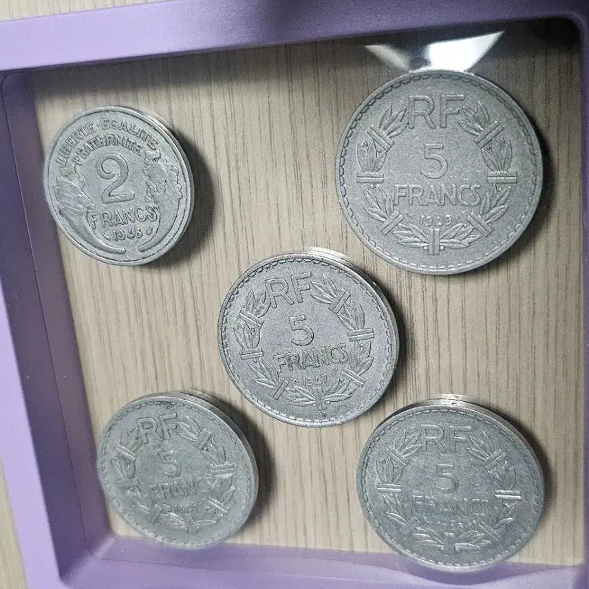 [BUNJANG] 1945-1949 France Old Coin 5-Type Set Bundle / 1945~1949년 프랑스 구 옛날 동전 5종 세트 일괄