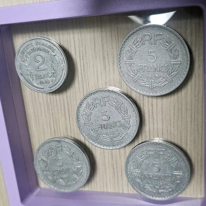 [BUNJANG] 1945-1949 France Old Coin 5-Type Set Bundle / 1945~1949년 프랑스 구 옛날 동전 5종 세트 일괄