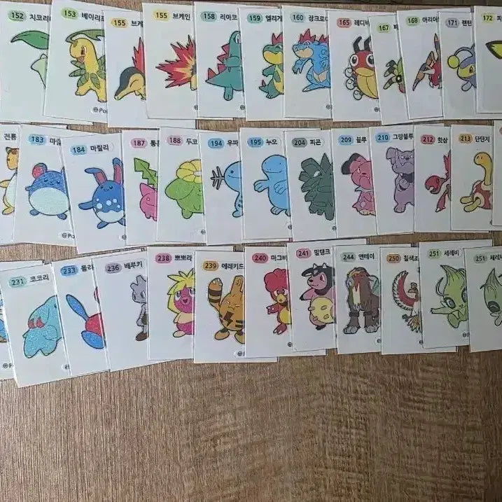 [BUNJANG] 2nd Gen Pokémon Stickers (46 Total) Bundle Set / 2세대 포켓몬 띠부씰 45종 +중복1종 일괄시 3.5