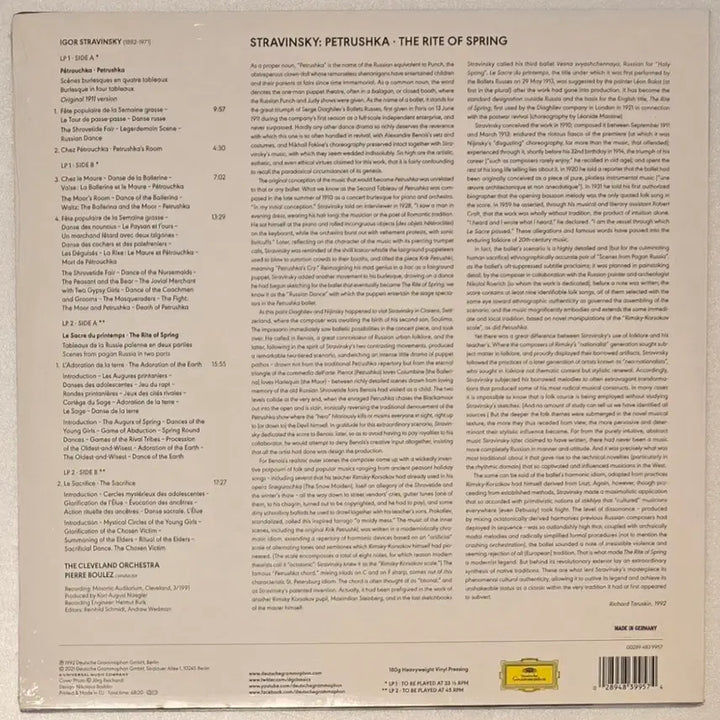 [BUNJANG] Pierre Boulez Stravinsky Petrushka &amp; The Rite of Spring 2 LP (Sealed) / 피에르 불레즈- 스트라빈스키 페트르슈카 &amp; 봄의 제전 2 LP (미개봉)