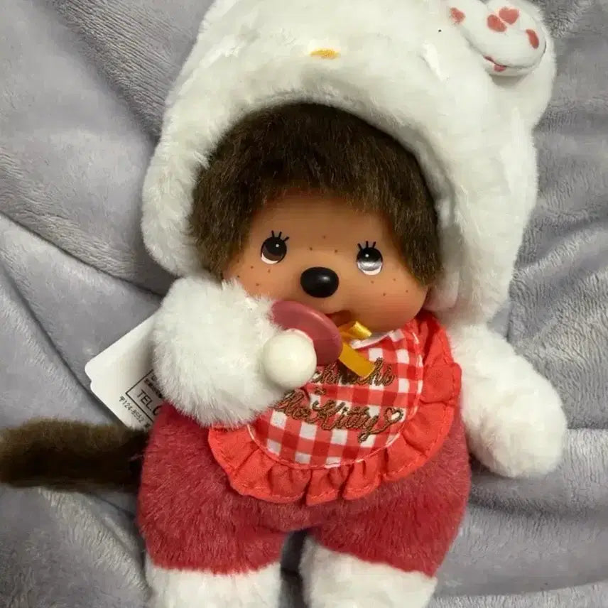[BUNJANG] Monchhichi x Sanrio Hello Kitty Collaboration Doll / 몬치치 산리오 헬로키티 콜라보 인형 깅엄 체크
