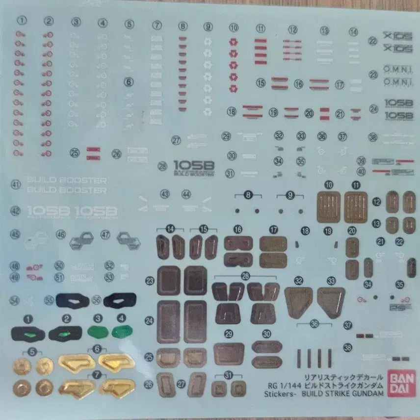 [BUNJANG] Bandai RG Build Strike Realistic Decal (Tetron Seal) / 반다이 건담 RG 빌드 스트라이크 리얼리스틱 데칼(=테트론 씰)