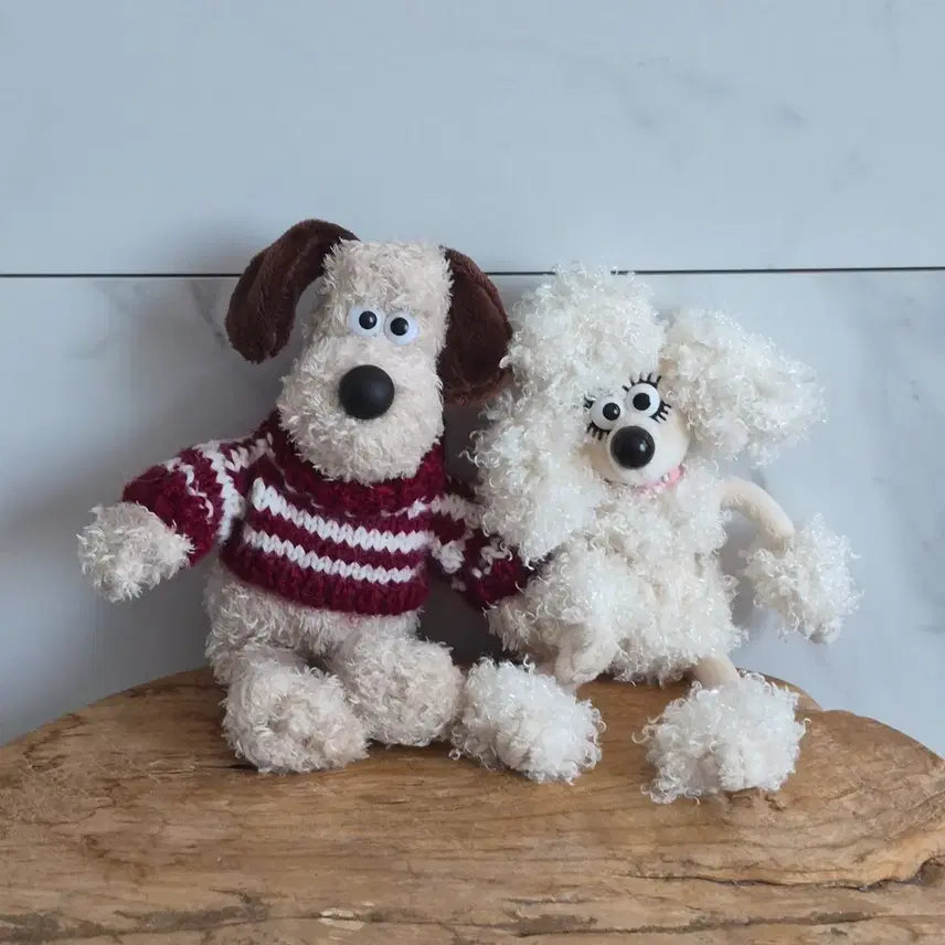 [BUNJANG] Wallace &amp; Gromit Vintage Gromit &amp; Fluffles Plush Set / 월레스와그로밋 빈티지그로밋 플로플 플러플 빈티지인형 영국그로밋 그로밋인형