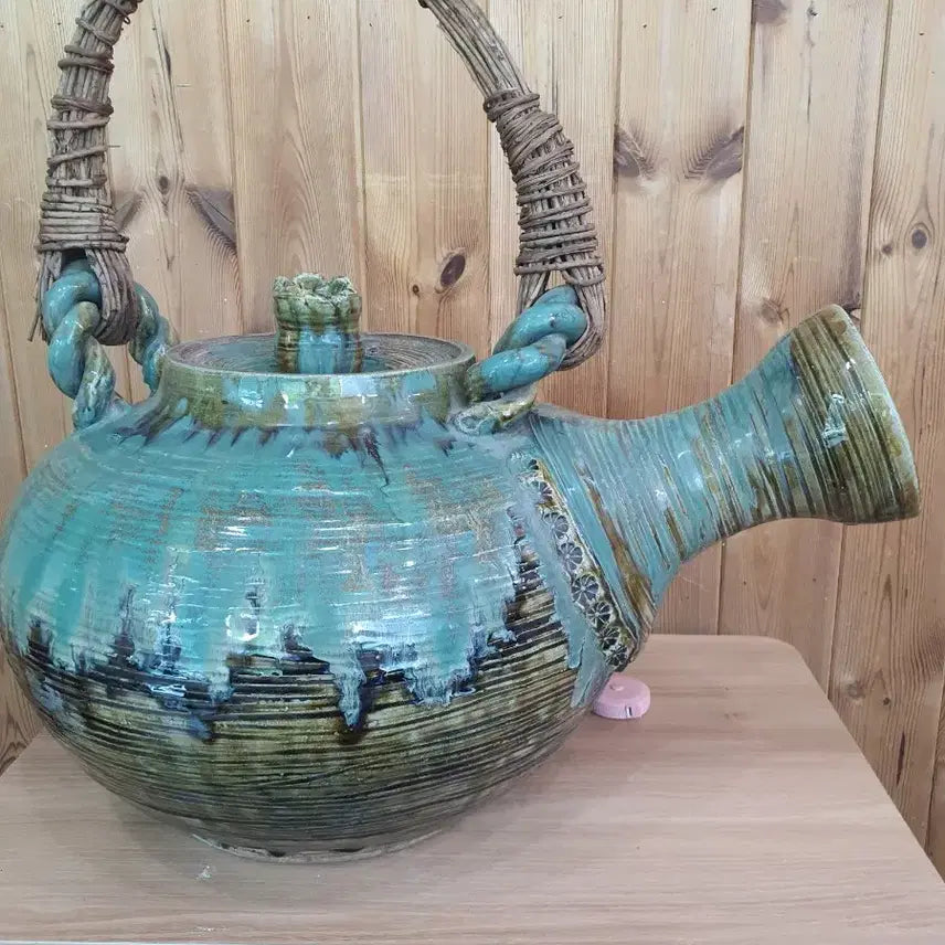 [BUNJANG] Large Green Glazed Buncheong Ware Teapot / 대형 도자기 주전자