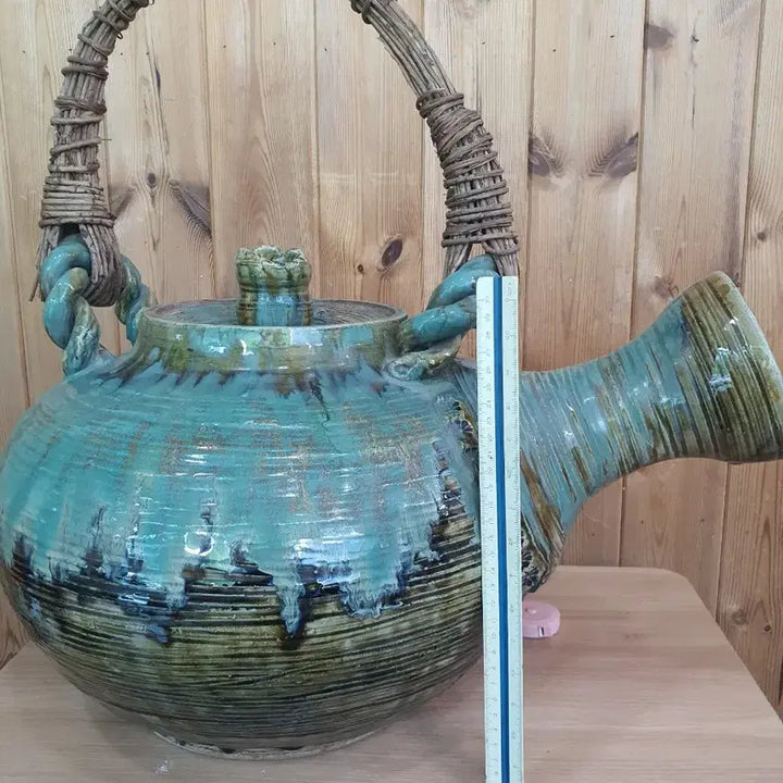 [BUNJANG] Large Green Glazed Buncheong Ware Teapot / 대형 도자기 주전자