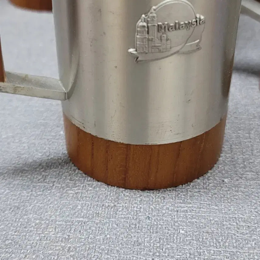 [BUNJANG] Selangor Pewter Teak Wood Cups Set of 5 / 셀랭고르 주석티크목 컵 5점 일괄