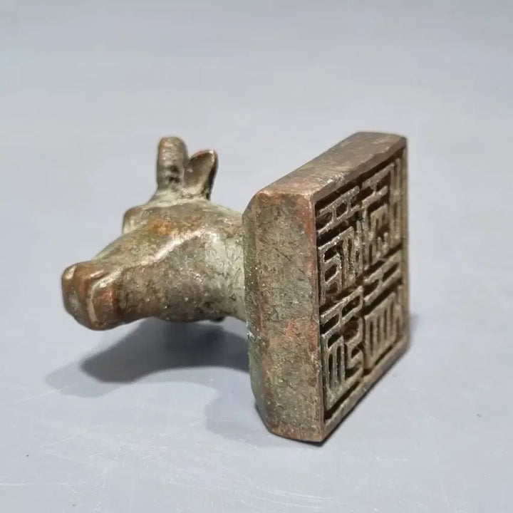 [BUNJANG] Antique Bronze Ox Head Seal / 골동품 청동 우두 인장. 가로 3.2 높이 4