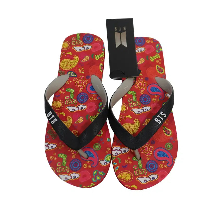 [BUNJANG] BTS IDOL Paisley Slippers 240 Red / BTS IDOL 공식 굿즈 페이즐리 슬리퍼 240 레드 새상품