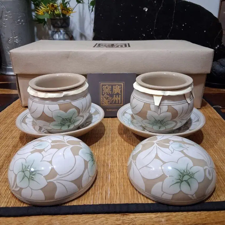 [BUNJANG] Gwangjuyo Mokbuyongmun Heondajan Set (2pcs) / 광주요 목부용문 헌다잔 2점 (개완)