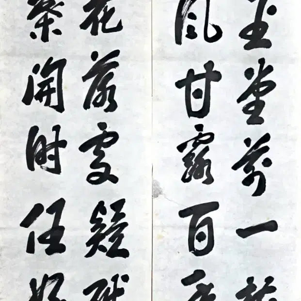 [BUNJANG] Antique Korean Calligraphy Set (6 Scrolls) by Kim Yong-gil (Attributed) / [원로 서예가 김용길(추정)]행서 주련 서예 6폭 세트