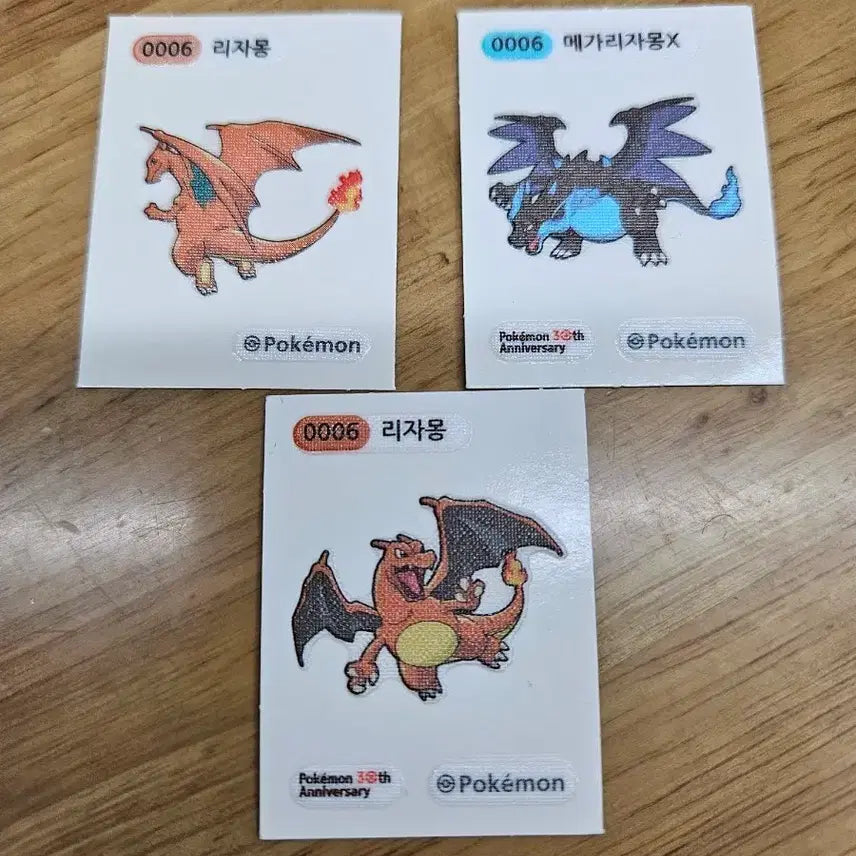 [BUNJANG] Pokemon Charizard Mega Charizard X &amp; Charizard Sticker Bundle Set / 급처)포켓몬 리자몽 메가리자몽X, 리자몽 띠부실 일괄
