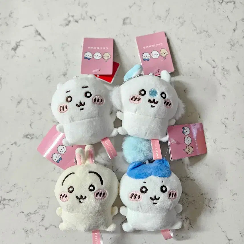 [BUNJANG] Cheekawa Hachiware Usagi Momonga Bean Eye Mini Doll Keychain Set (4 Types) / 먼작귀 치이카와 하치와레 우사기 모몽가 콩눈 미니 인형 키링 4종 세트