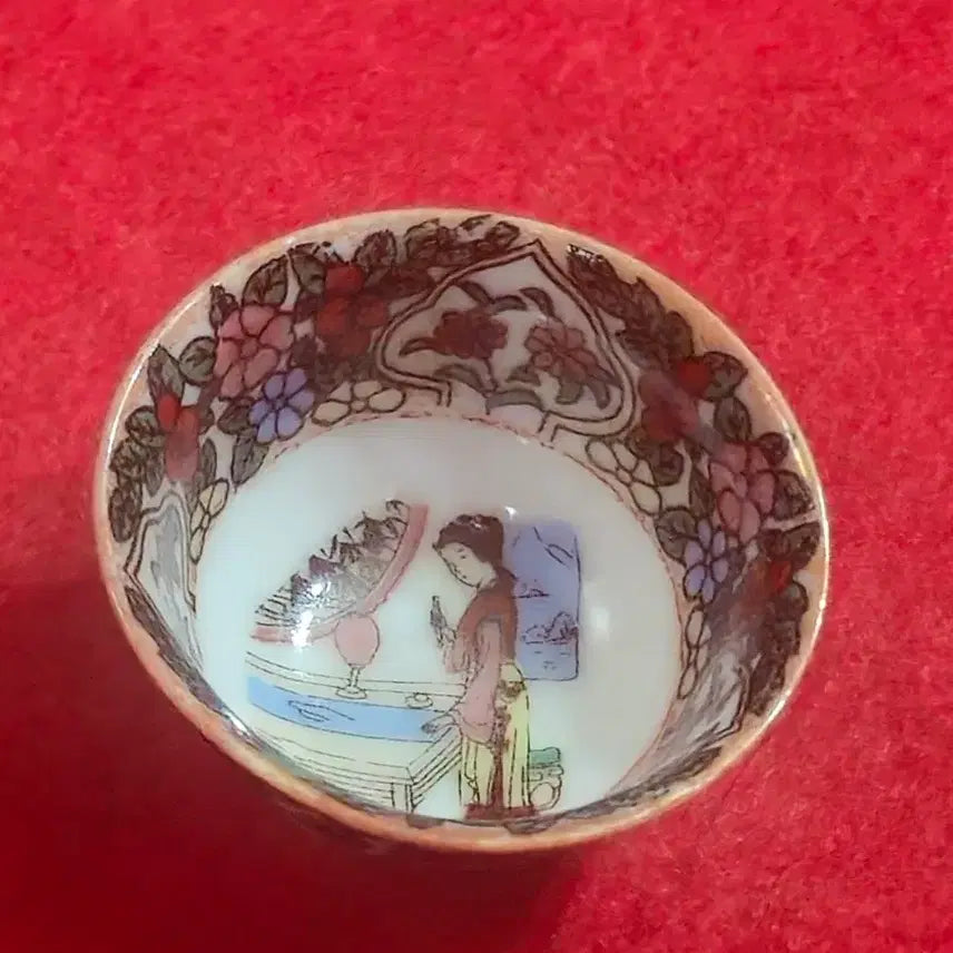[BUNJANG] Vintage Chinese Beauty Porcelain Cups Set with Case / 중국풍 미인도 빈티지 찻잔/술잔 12개 전용함 세트