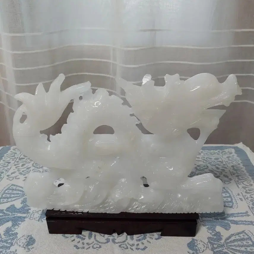 [BUNJANG] Natural White Jade Dragon Sculpture / 천역백옥 용조각상