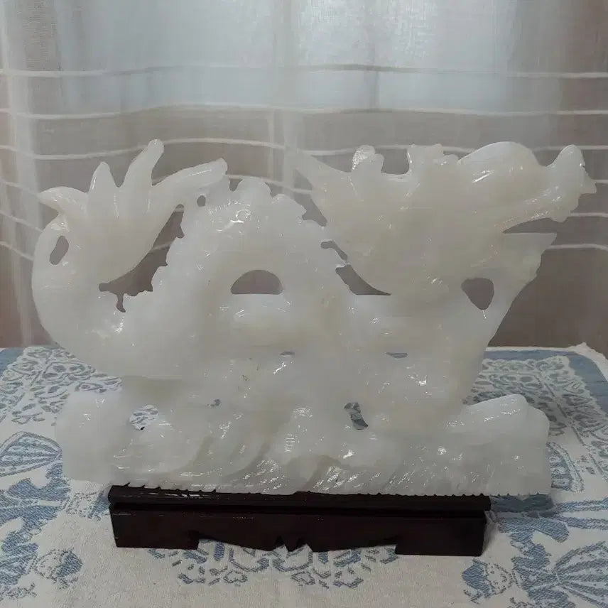[BUNJANG] Natural White Jade Dragon Sculpture / 천역백옥 용조각상