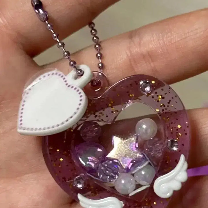 [BUNJANG] Purple Heart Shaker Keyring Vintage Stationery / 보라색 하트쉐이커 키링 고전문구 킽스 쉐이커