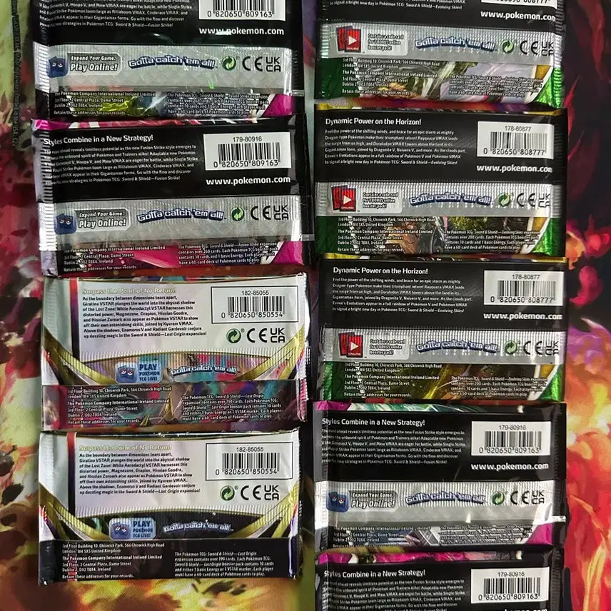 [BUNJANG] Pokemon TCG Evolving Skies, Fusion Strike, Lost Origin Booster Packs Bundle / (오늘만 판매) 북미 고대팩 포켓몬카드 9팩 일괄 evolving ski