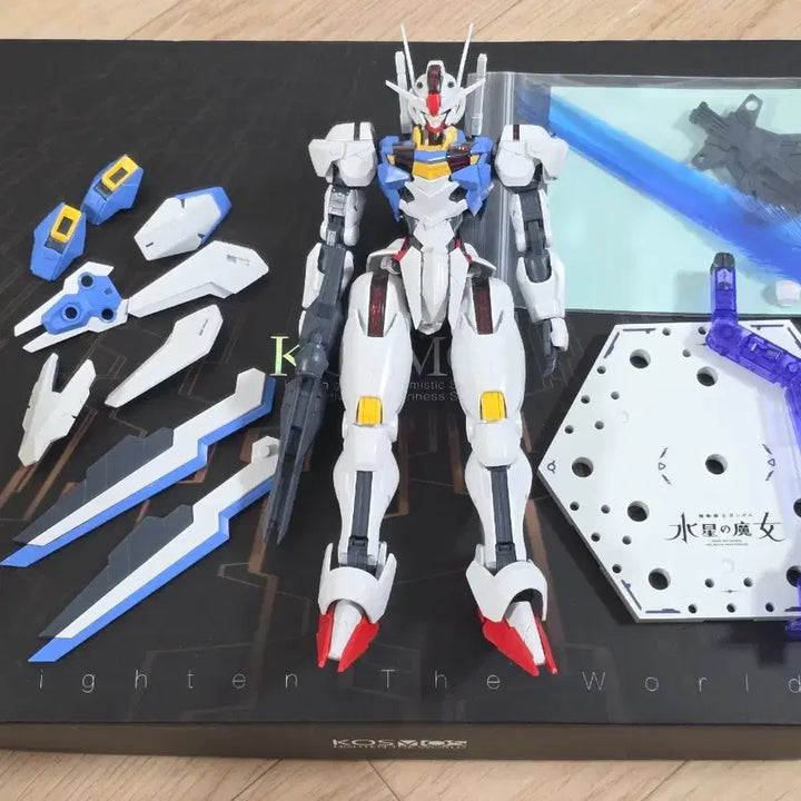 [BUNJANG] Full Mechanics Aerial Gundam (Pre-assembled) + Cosmos LED + Mechanic Unit 107 Parts / 풀메카닉스 에어리얼 가조립품 + 코스모스LED + 107 정비반 부품