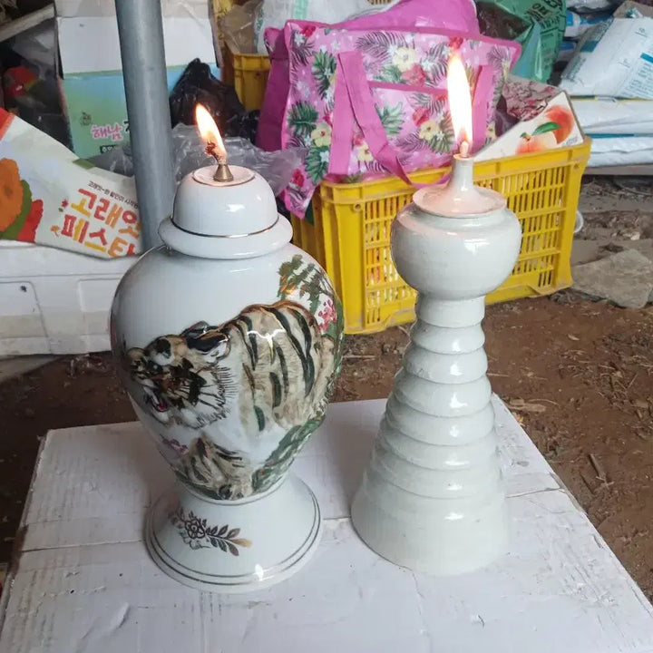 [BUNJANG] Celadon Porcelain Lantern Pair / 도자기유등 두점일괄