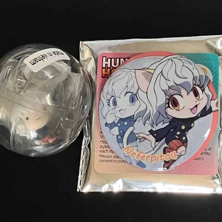 [BUNJANG] Hunter x Hunter Neferpitou Can Badge &amp; Mezushi Gacha Bundle / 헌터x헌터 네페르피트 캔뱃지, 메지루시 가챠 일괄
