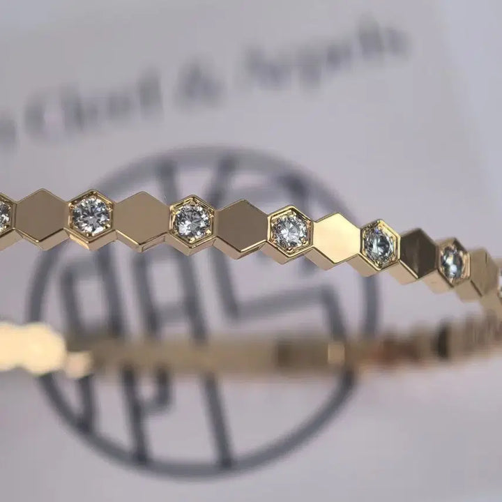 [BUNJANG] CHAUMET Honeycomb Natural Diamond 18K Bracelet Size 15 / CHAUMET 허니콤 천연다이아 18K 팔찌 15호