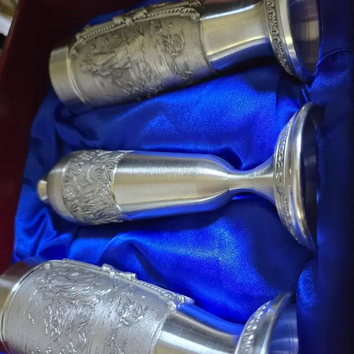 [BUNJANG] Vintage Pewter Chalice Set (16cm, 18.5cm) / 새제품 빈티지 퓨터 주석컵 세트(높이16cm 18.5cm)