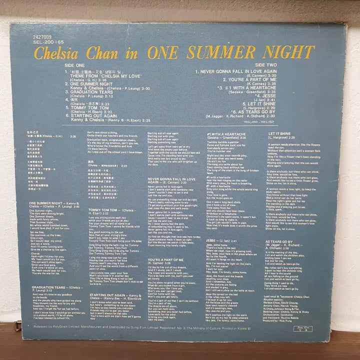[BUNJANG] Chopin 1976 One Summer Night LP / 진추하 LP 1976 ONE SUMMER NIGHT