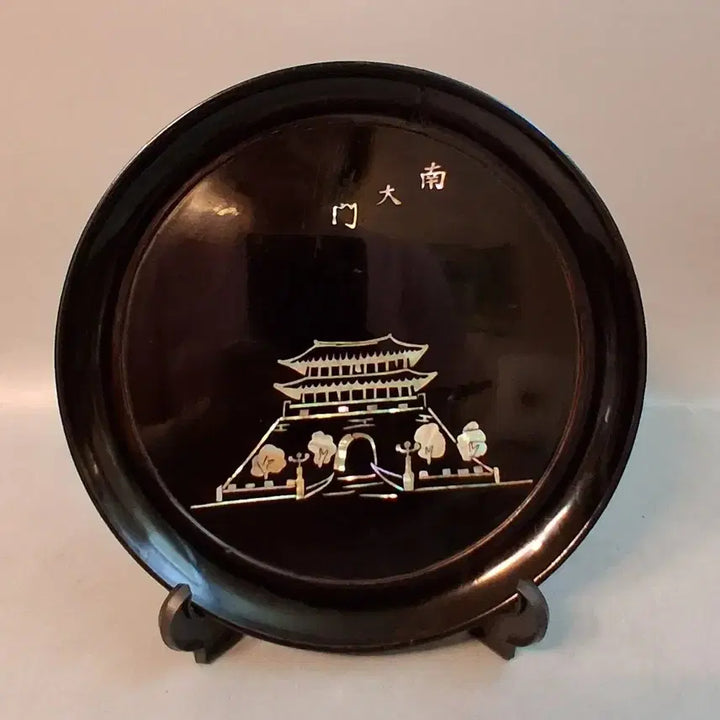 [BUNJANG] Najeon Chilgi (Mother-of-Pearl Lacquerware) Plate Set with Landscape Motif / 산수문 외 나전칠기 접시3점자개접시 트레이 나전상감