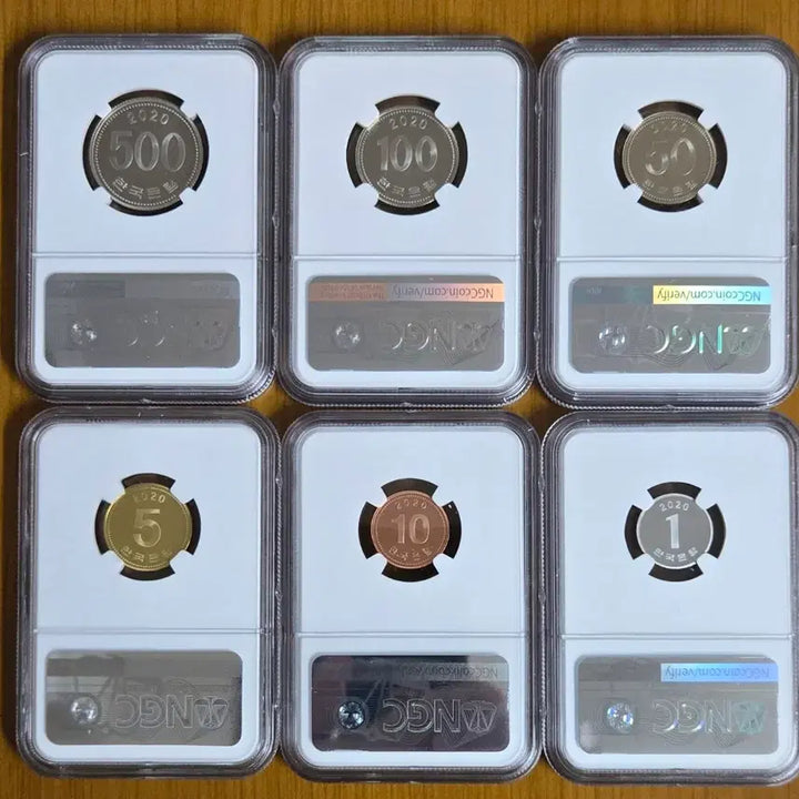 [BUNJANG] 2020 Korean Proof Coin Set (500, 100, 50, 10, 5, 1 Won) NGC Graded PF 69 Ultra Cameo / 2020 한국주화 500원 100원 50원 10원 5원 1원 NGC P