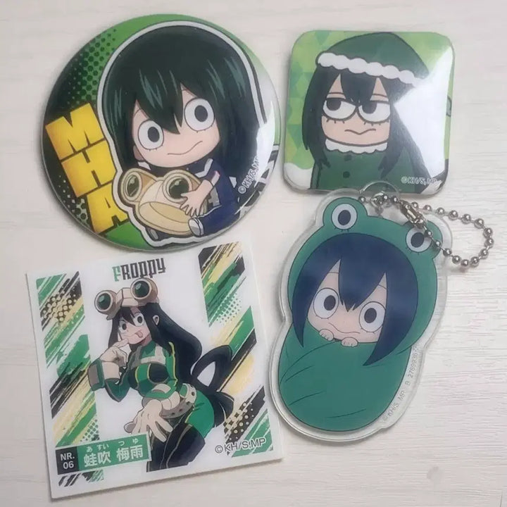 [BUNJANG] My Hero Academia Tsuyu Asui Bundle Set - Acrylic Stand, Badge, Sticker / 나히아 아스이츠유 세트 판매 나의히어로아카데미아 포데기키링뱃지띠부실스티커