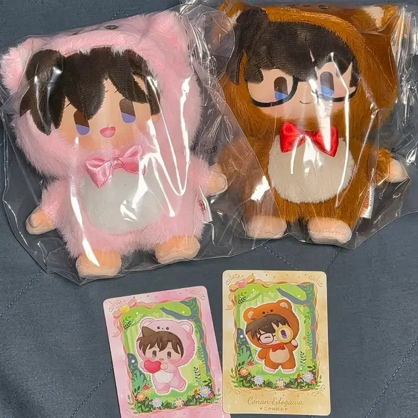 [BUNJANG] Detective Conan Shinichi Kudo &amp; Ran Mouri Plush Keychain Set / ldcx 명탐정코난 코난, 란(미란) 인형 키링