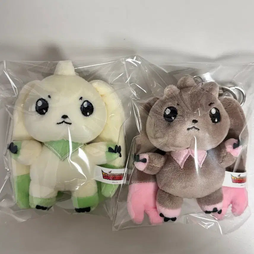 [BUNJANG] Digimon Tamers Lopmon &amp; Terriermon Plush Keychain / 디지몬 테이머즈 테리어몬 &amp; 로프몬 인형 키링